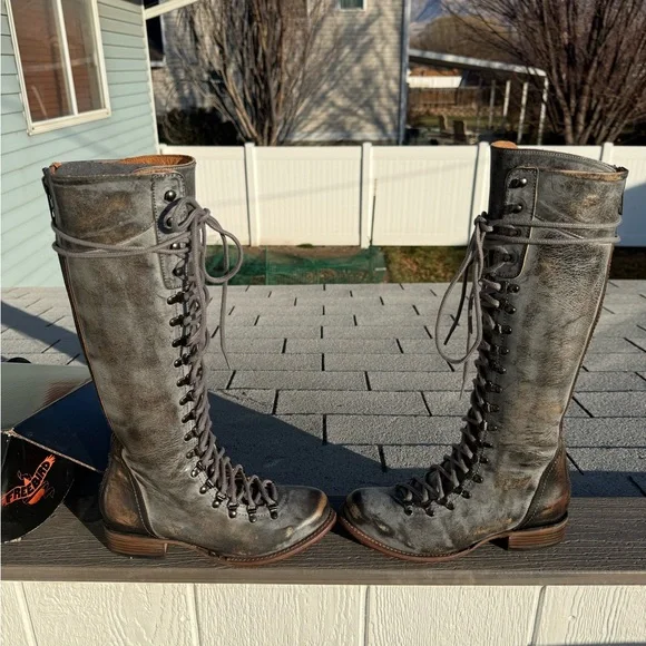 Freebird Gray Lace-Up Boots - Picture 3 of 11